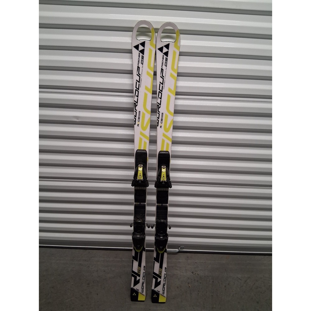 Fischer Worldcup GS Jr Skis 145cm with RC4 Z9 Bindings White Yellow Black